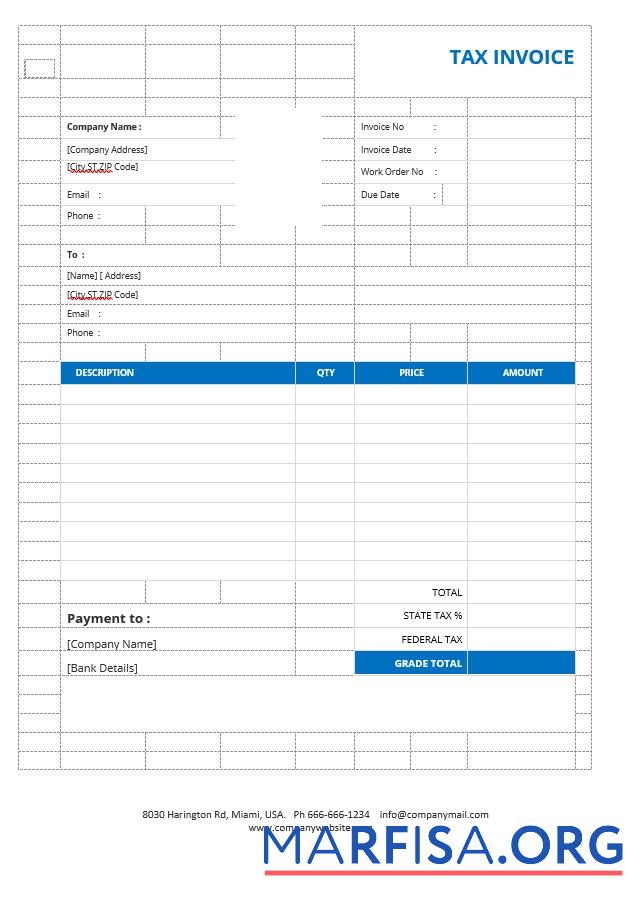 Realistic Basic Tax Invoice Template